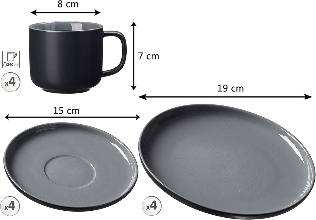 Ritzenhoff & Breker Kaffeeservice Jasper, 12-teilig Schwarz (0316605-6816bdb0), Schwarz (0316605-681