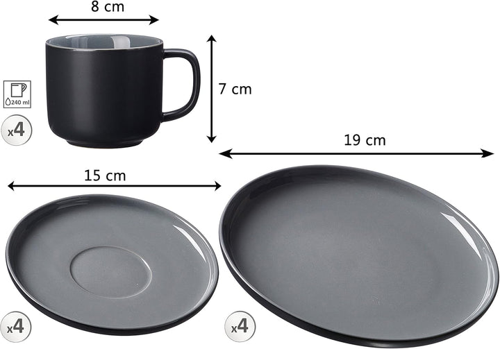Ritzenhoff & Breker Kaffeeservice Jasper, 12-teilig Schwarz (0316605-6816bdb0), Schwarz (0316605-681