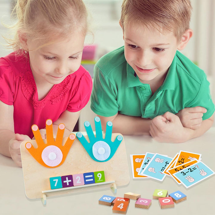 Holz Mathe Spielzeug,Zählen Lernen für Kinder Fingerzähl-Mathespielzeug Montessori Mathe Spielzeug P