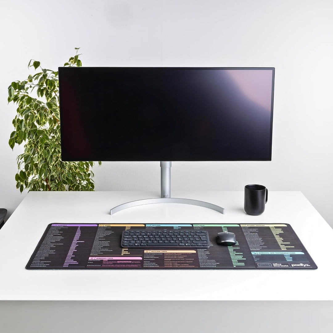 Office Schreibtischunterlage mit Excel, Word & Windows Tastenkombinationen, Excel Mauspad Deutsch mi