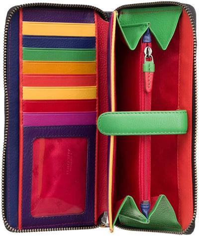 VISCONTI 100% Pur Leder Damen Portemonee RFID Schutz Geldbeutel XL Geldbörse mit Reissverschluss für