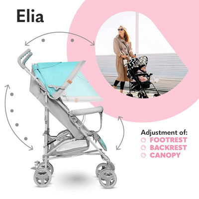 LIONELO Elia Buggy klein zusammenklappbar Kinderwagen bis 15 kg, Rücken und Fussstützenverstellung H