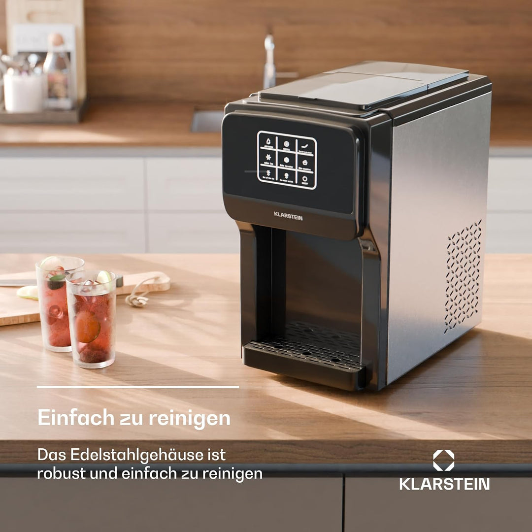 Klarstein ArcticBlend 3in1 Eiswürfelmaschine – 20 kg/24 h, Kugeleis & Crushed Ice, Wasserspender, 6-