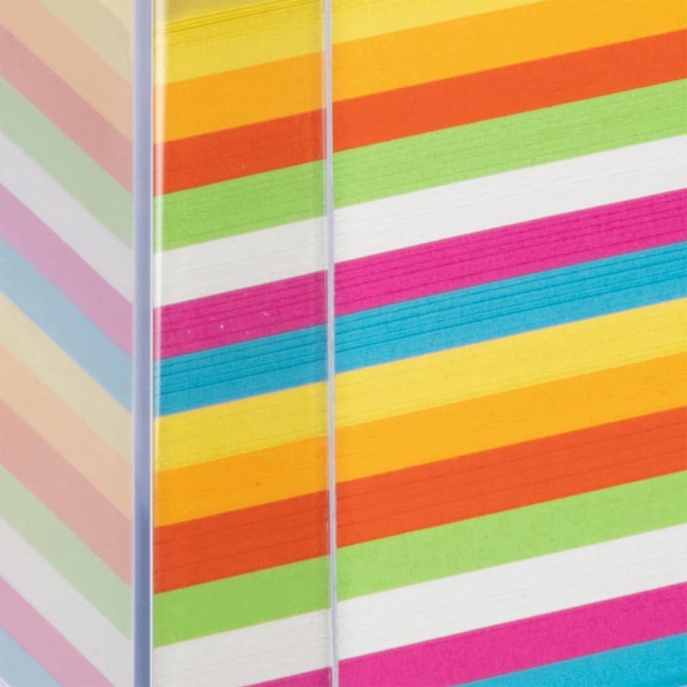 Landré Zettelbox, 9x9cm, 800 Blatt, bunte Notiz-Zettel Zettelbox klar mit bunten Zettelkasteneinlage