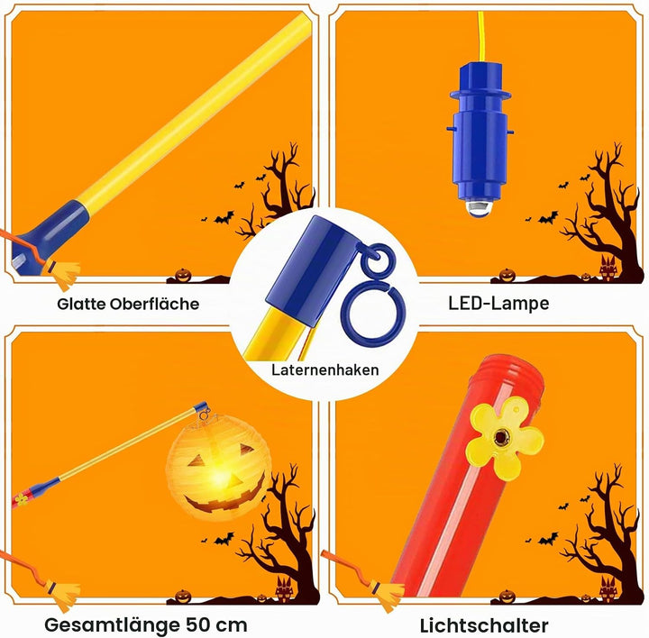 Laternenstäbe, Laternenstab Kinder LED, 4 Stück Elektronischer Laternenstab mit LED 50 cm, Laternens