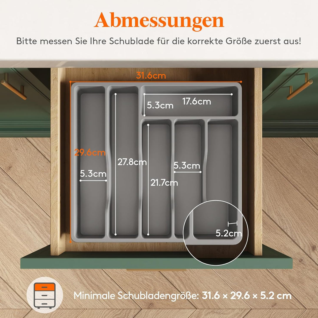 Lifewit Besteckkasten für Schubladen, Besteck Organizer Schublade Organizer Küche Kompakt Besteckein
