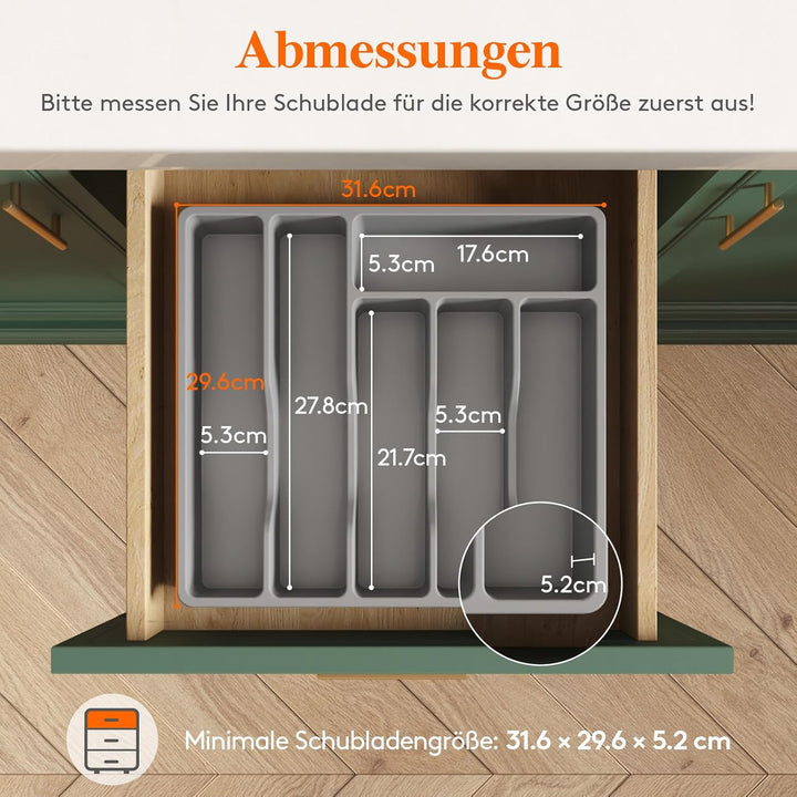 Lifewit Besteckkasten für Schubladen, Besteck Organizer Schublade Organizer Küche Kompakt Besteckein