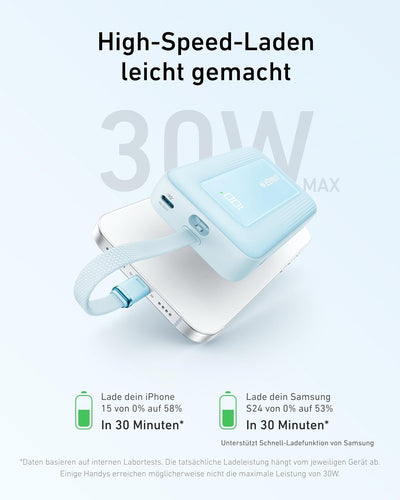 Anker Powerbank 10.000mAh, Zolo Power Bank 30W High-Speed portables Ladegerät mit integriertem USB-C