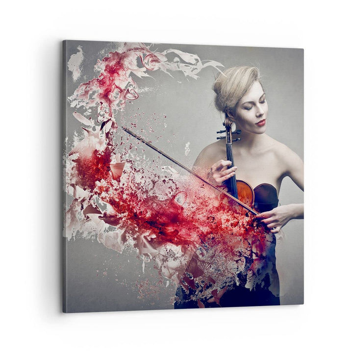 Bilder auf Leinwand Frau Violine Musik Instrument Leinwandbild 60x60cm Wandbilder Dekoration Wohnzim