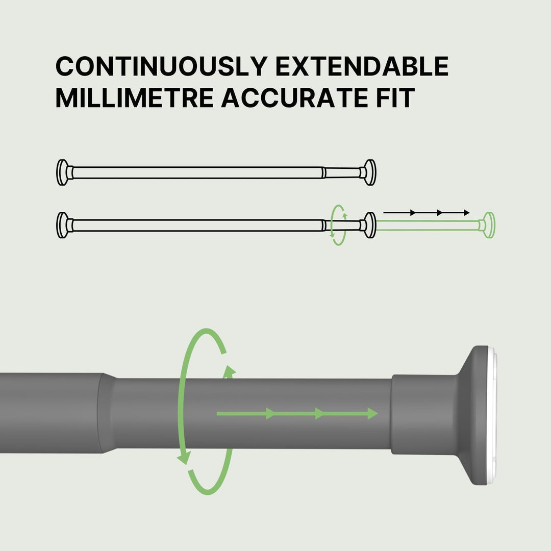 Vorhangstange ohne Bohren 90-160cm, Grau, Ø 25 mm, Gardinenstange zum Klemmen - Spannstange - Klemms