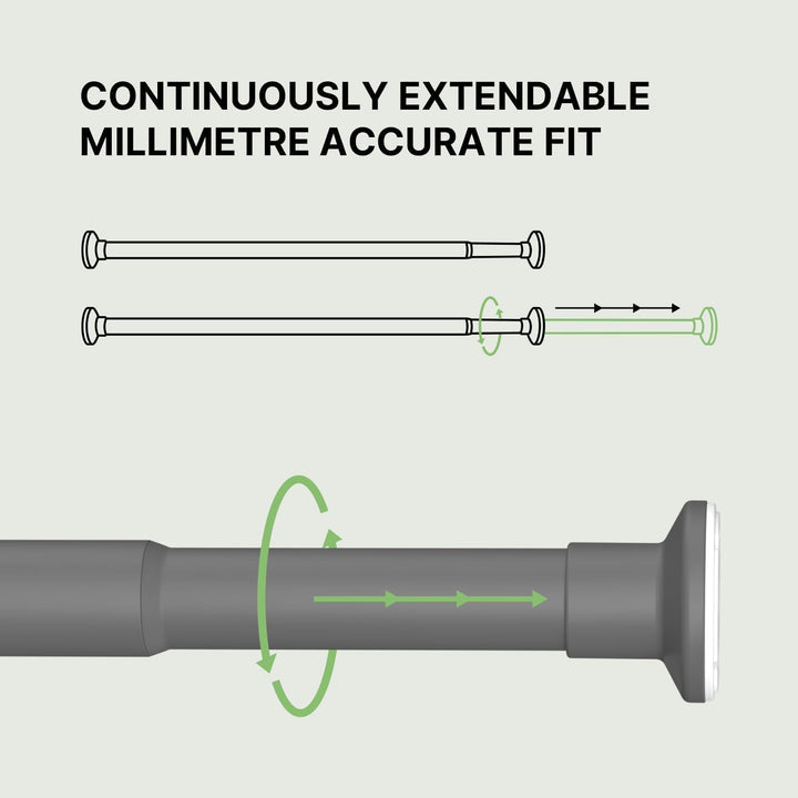 Vorhangstange ohne Bohren 90-160cm, Grau, Ø 25 mm, Gardinenstange zum Klemmen - Spannstange - Klemms