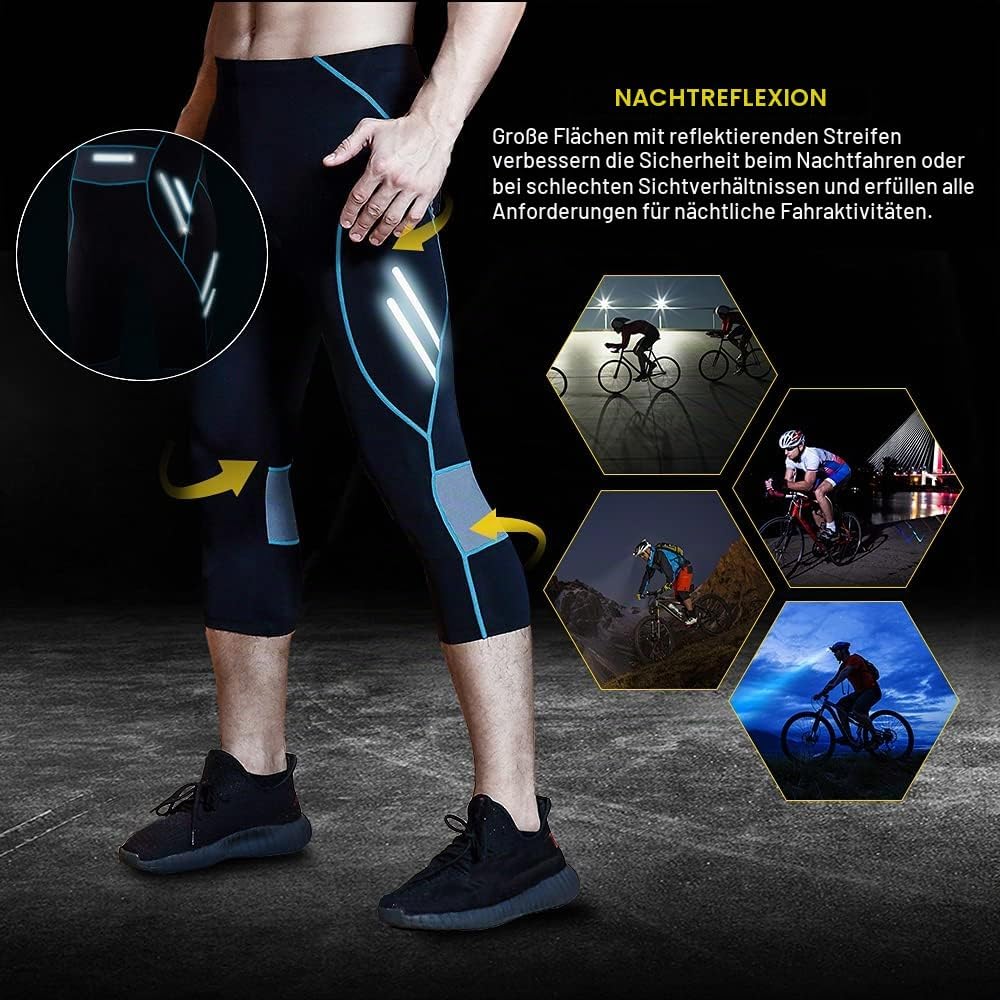 MEETWEE Herren 3/4 Radhose Fahrradhose, Kompression Radlerhose Leggings Radsport Hose für Männer Ela