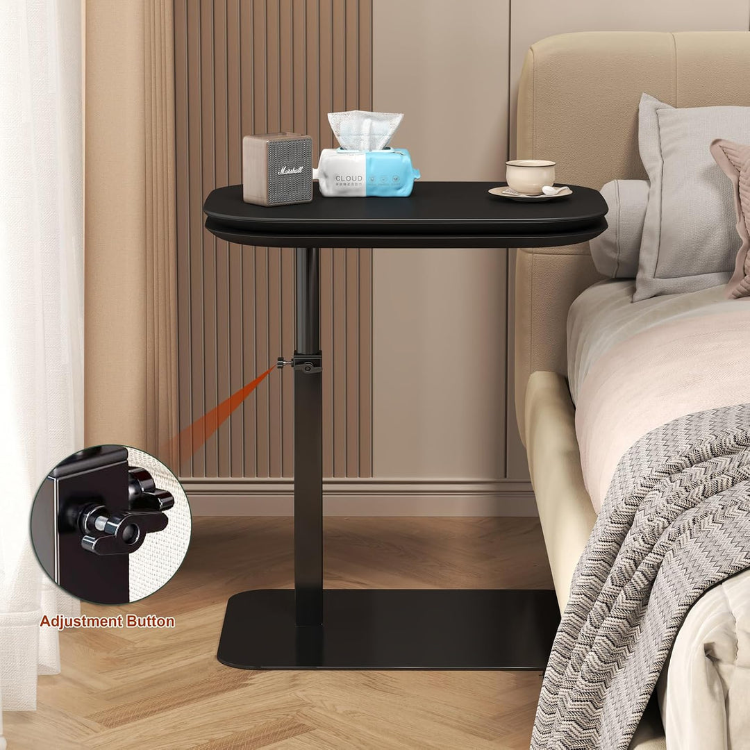 Höhenverstellbar Beistelltisch C Form, 360° Drehbarer C Form Beistelltisch für Couch, Rotierend Klei