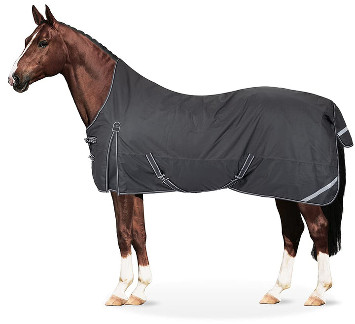 Equinate Regendecke Oakland Highneck Weidedecke mit Fleece 165cm Grau Grau 165cm, Grau 165cm