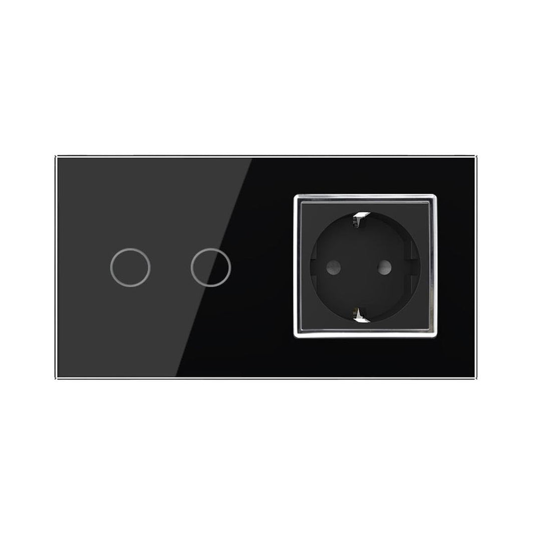 LIVOLO 2-Weg Lichtschalter/Steckdose TouchSchalter Komplettset mit Serienschalter Steckdose und Glas