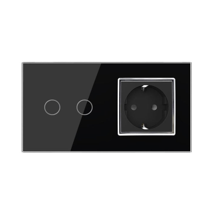 LIVOLO 2-Weg Lichtschalter/Steckdose TouchSchalter Komplettset mit Serienschalter Steckdose und Glas