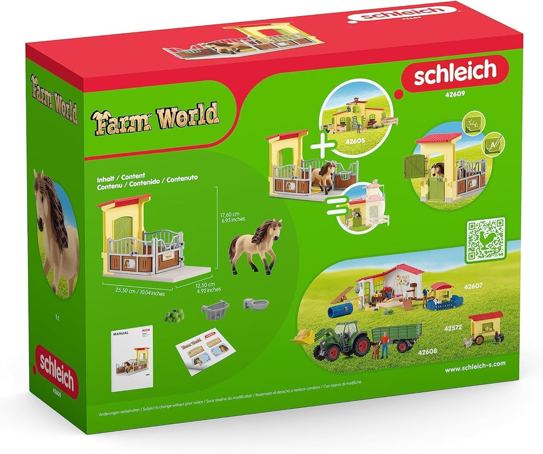 schleich 42609 Ponybox mit Islandpferd Hengst, ab 3 Jahren, FARM WORLD - Spielset, 4 Teile