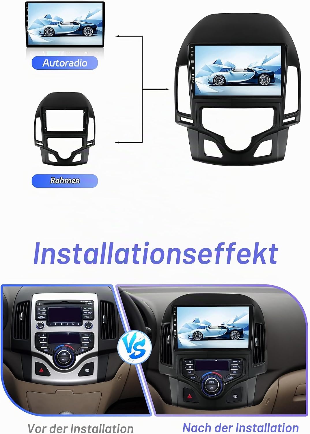 Android 15 Autoradio für Hyundai-H I30 (2006-2011) Sat NAV - Kabellos CarPlay Android Auto - Rückfah