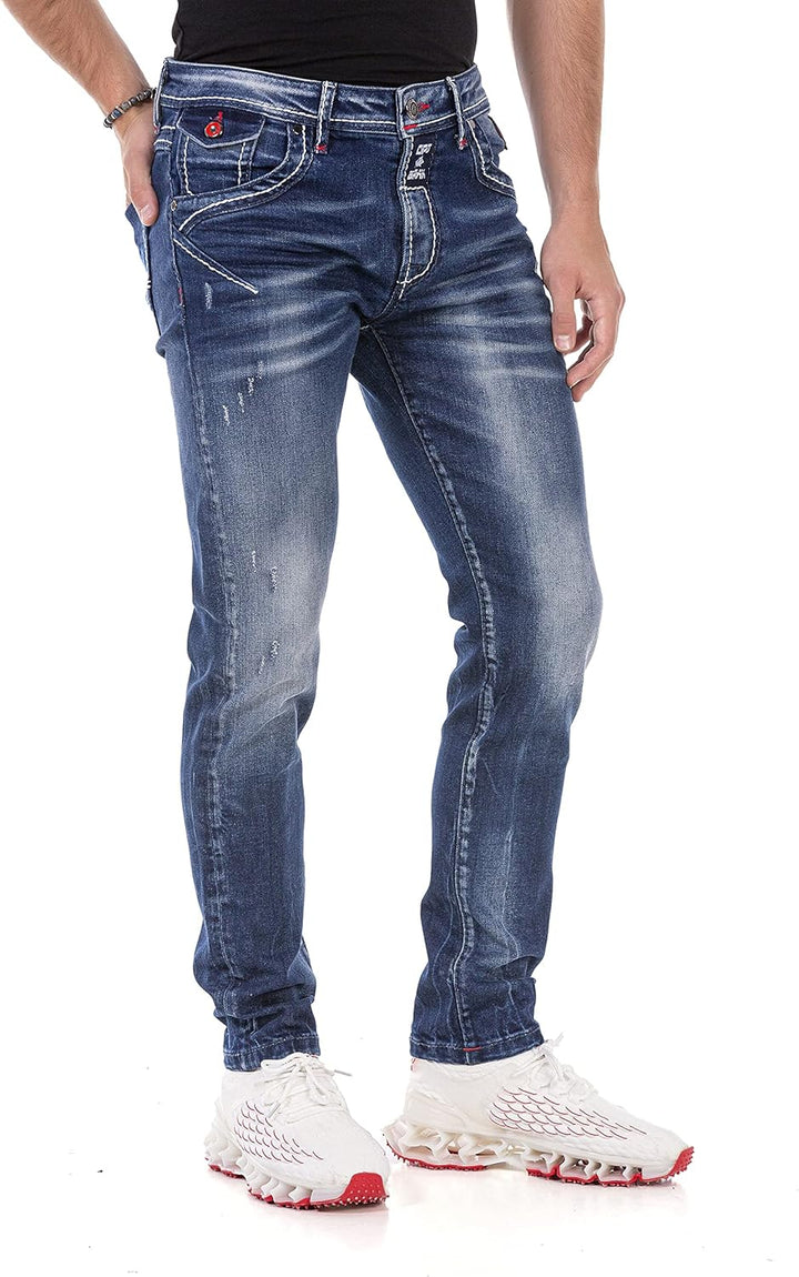 Cipo & Baxx Herren Regular Fit Jeanshose Denim Pants Jeans Hose CD692 Blau W38 L34