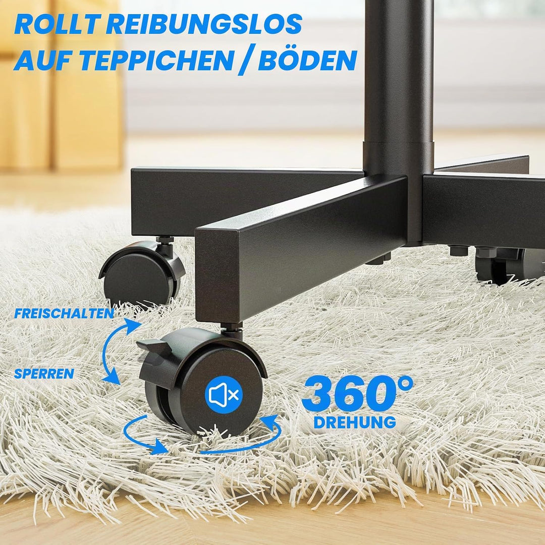 RFIVER TV Ständer Rollbar TV Wagen auf Rollen für 27-60 Zoll Fernseher, Fernsehständer TV Standfuss