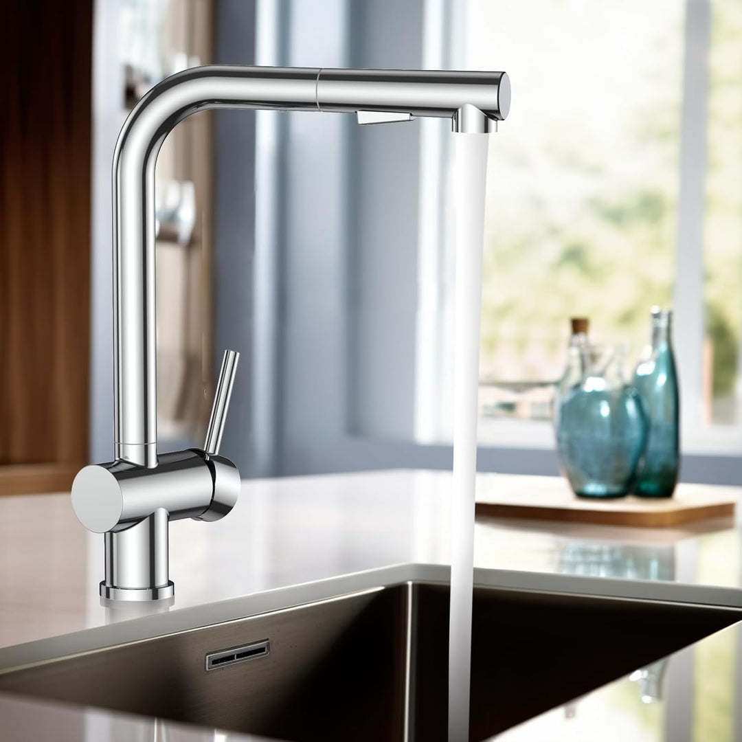 FORIOUS Küchenarmatur, Wasserhahn Armatur Küche Ausziehbar Brause, Einhebel Mischbatterie Spülarmatu