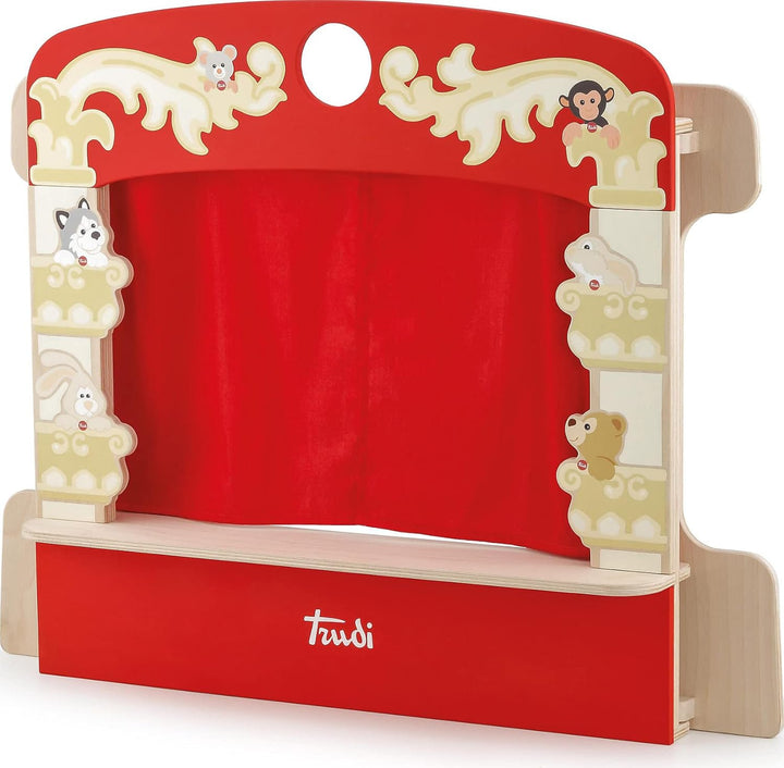 Trudi Tisch- Theater Puppentheater und tragbare Plüschpuppen. Kinderspiel. Geschichten erzählen und