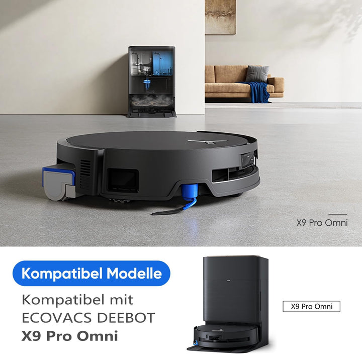 Zubehör für Ecovacs Deebot X9 PRO OMNI, 1*Hauptbürste, 2*Wischwalze, 4*Staubbeutel, 4*Seitenbürsten,