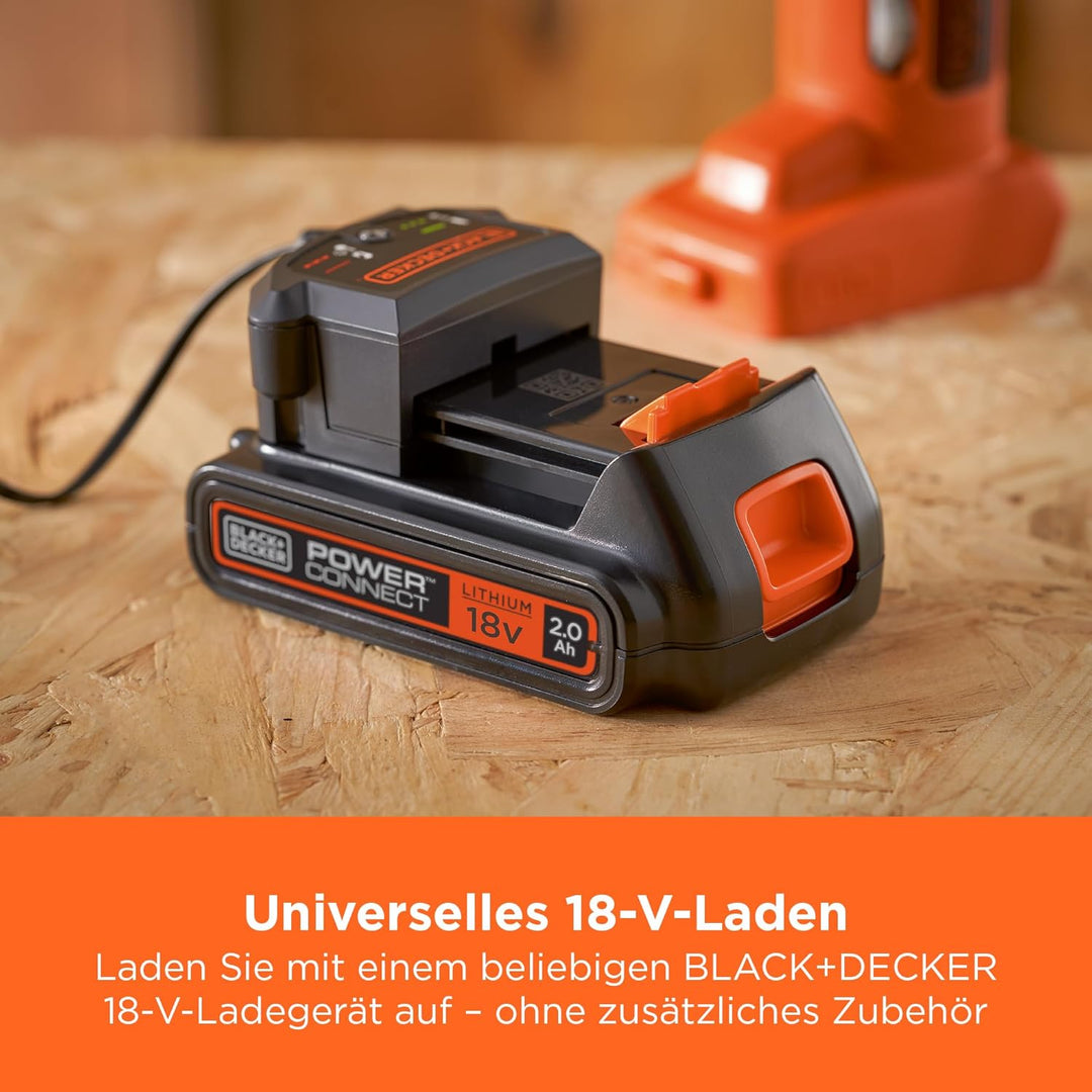 BLACK + DECKER Lithium Akku kompatibel mit BLACK + DECKER 18 V 2,0 Ah, BL2018-XJ Produkten Slidepack