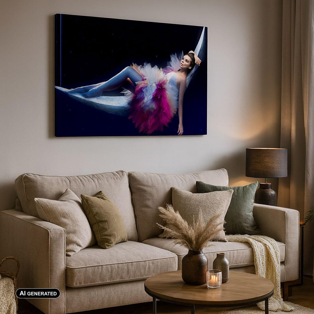 Bilder auf Leinwand 100x70cm Leinwandbild Frau Geheimnis Kleid elegant Gross Wanddeko Bild Schlafzim