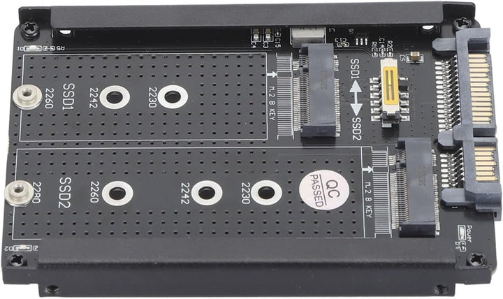 Elprico M.2 SSD auf 2,5 Zoll SATA Adapterkarte, Dual NGFF B M Key M.2 SSD Karte, 2,5 Zoll SATA Combo