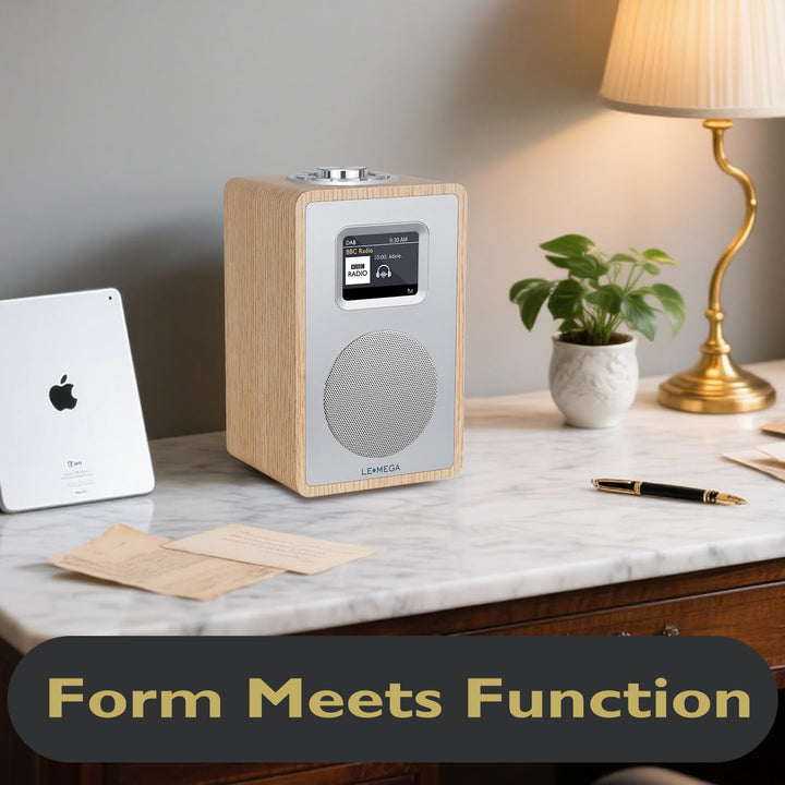 LEMEGA CR4+ DAB Radio Mit Bluetooth (Holzgehäuse,Tragbares DAB Plus Radio,Küchenradio,UKW-Radio,Dopp
