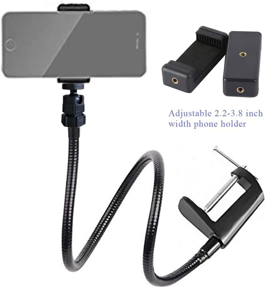 Tencro Webcam-Ständer, Handyhalterung, 68,6 cm, Verstellbarer Schwanenhals, Schreibtisch-Klemmhalter
