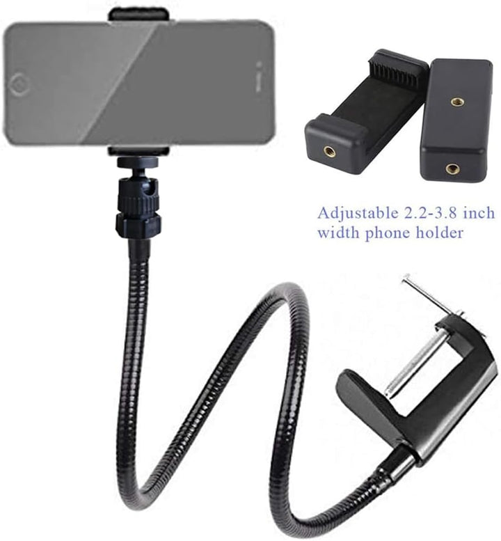 Tencro Webcam-Ständer, Handyhalterung, 68,6 cm, Verstellbarer Schwanenhals, Schreibtisch-Klemmhalter