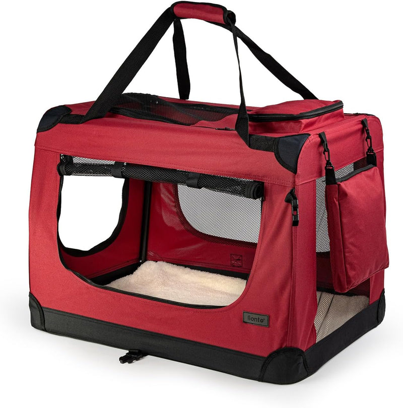 lionto Hundetransportbox Hundetasche Hundebox Faltbare Kleintiertasche, (L) 70x52x50 cm dunkelrot Du