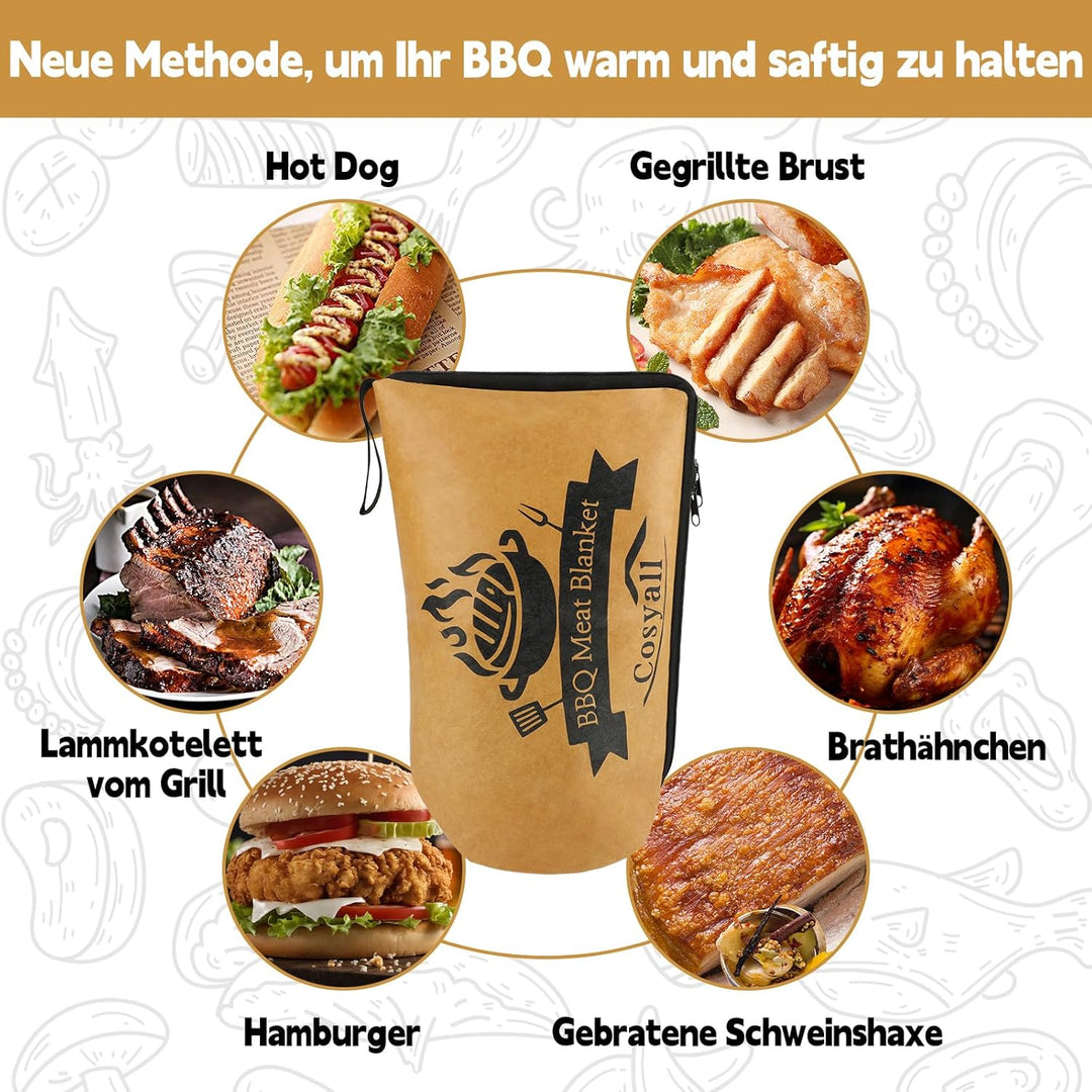 Grilldecke zum Ruhenlassen von Fleisch, Wiederverwendbare isolierte Grill-Ruhetasche für Rinderbrust