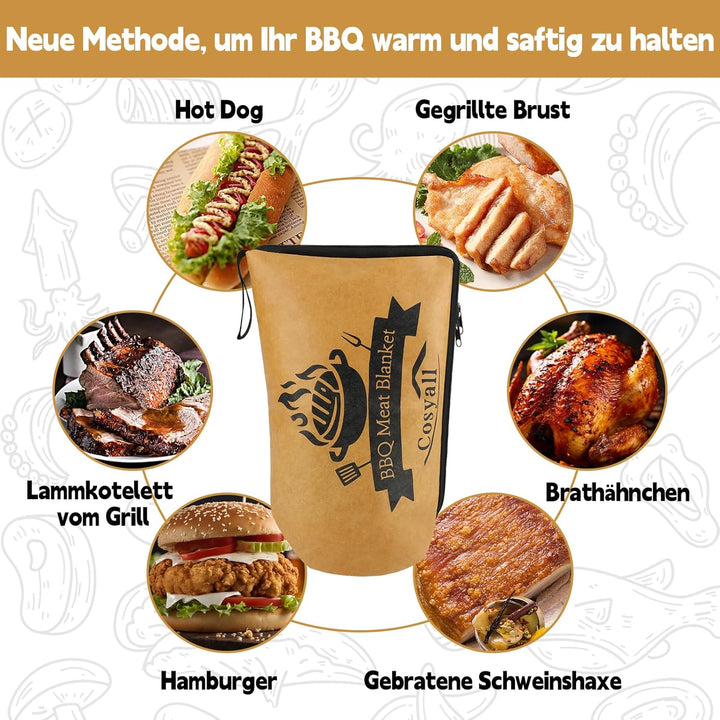 Grilldecke zum Ruhenlassen von Fleisch, Wiederverwendbare isolierte Grill-Ruhetasche für Rinderbrust