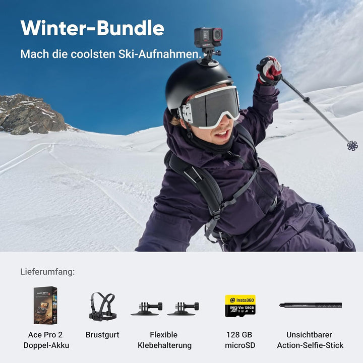 Insta360 Ace Pro 2 Winter Bundle - 8K wasserdichte Actionkamera mit Leica entwickelt, 1/1,3" Sensor,