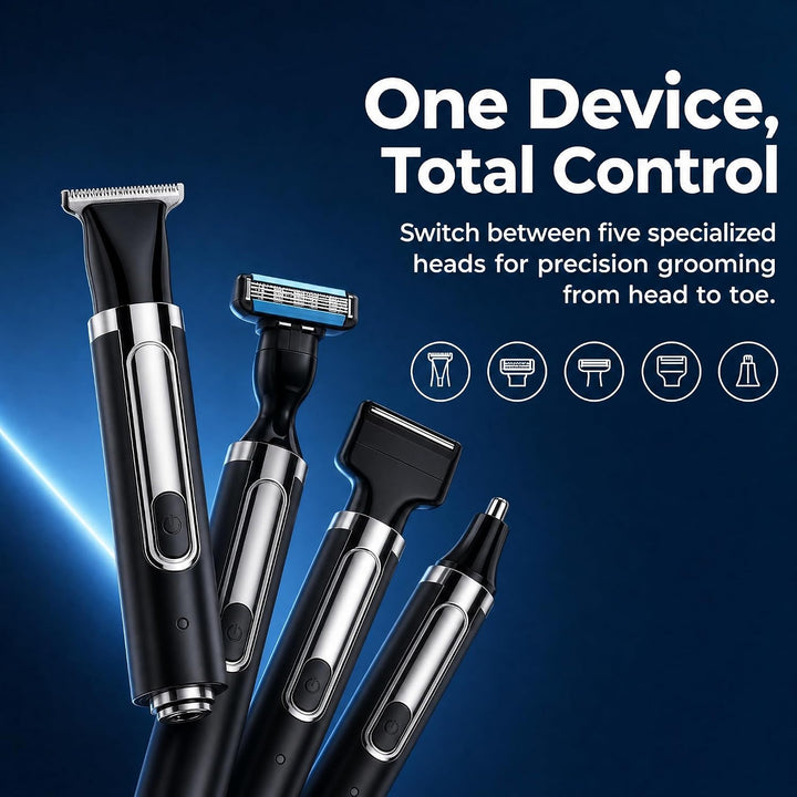 Rückenrasierer Elektrisch Herren 5-in-1 Körpertrimmer, Body Groomer Set | mit Ausziehbarem Arm, Wass