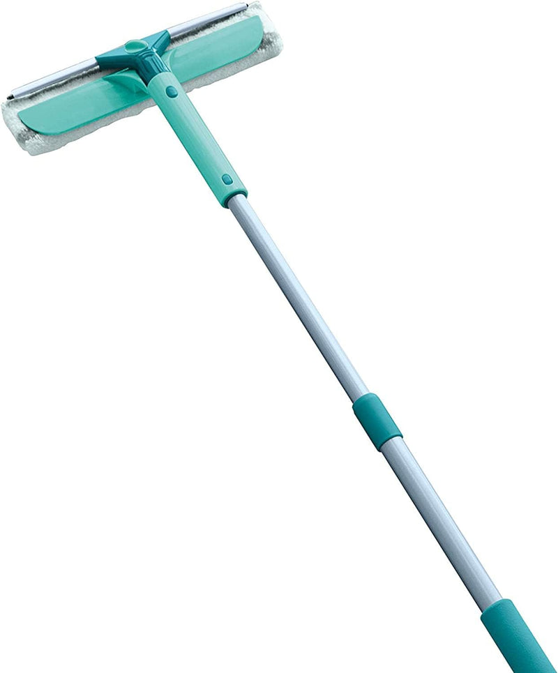 Leifheit Fensterwischer Classic Telescope, 3in1 Fensterreiniger mit Mikrofaserbezug für hartnäckigen