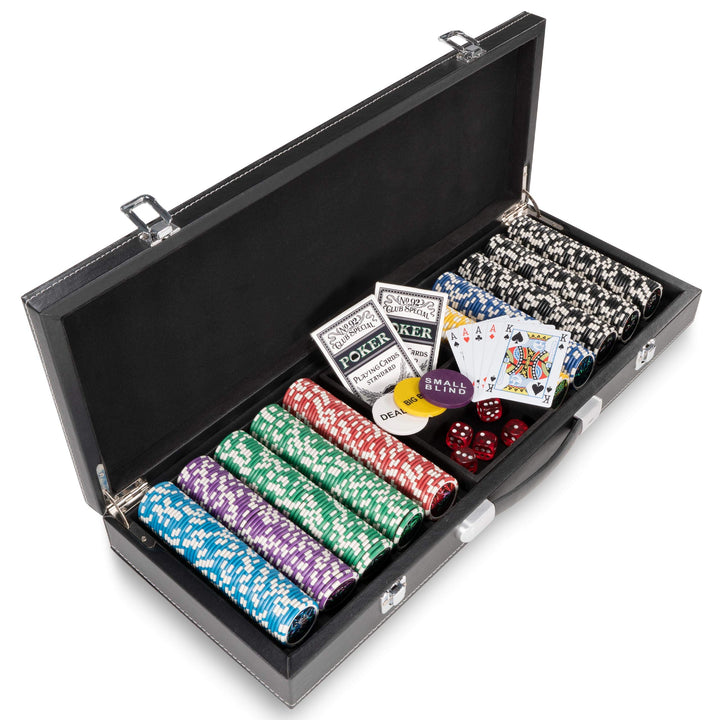 Nexos Trading Pokerkoffer Leder Deluxe mit 500 Ocean Champion Chips abgerundet hochwertige Metallker