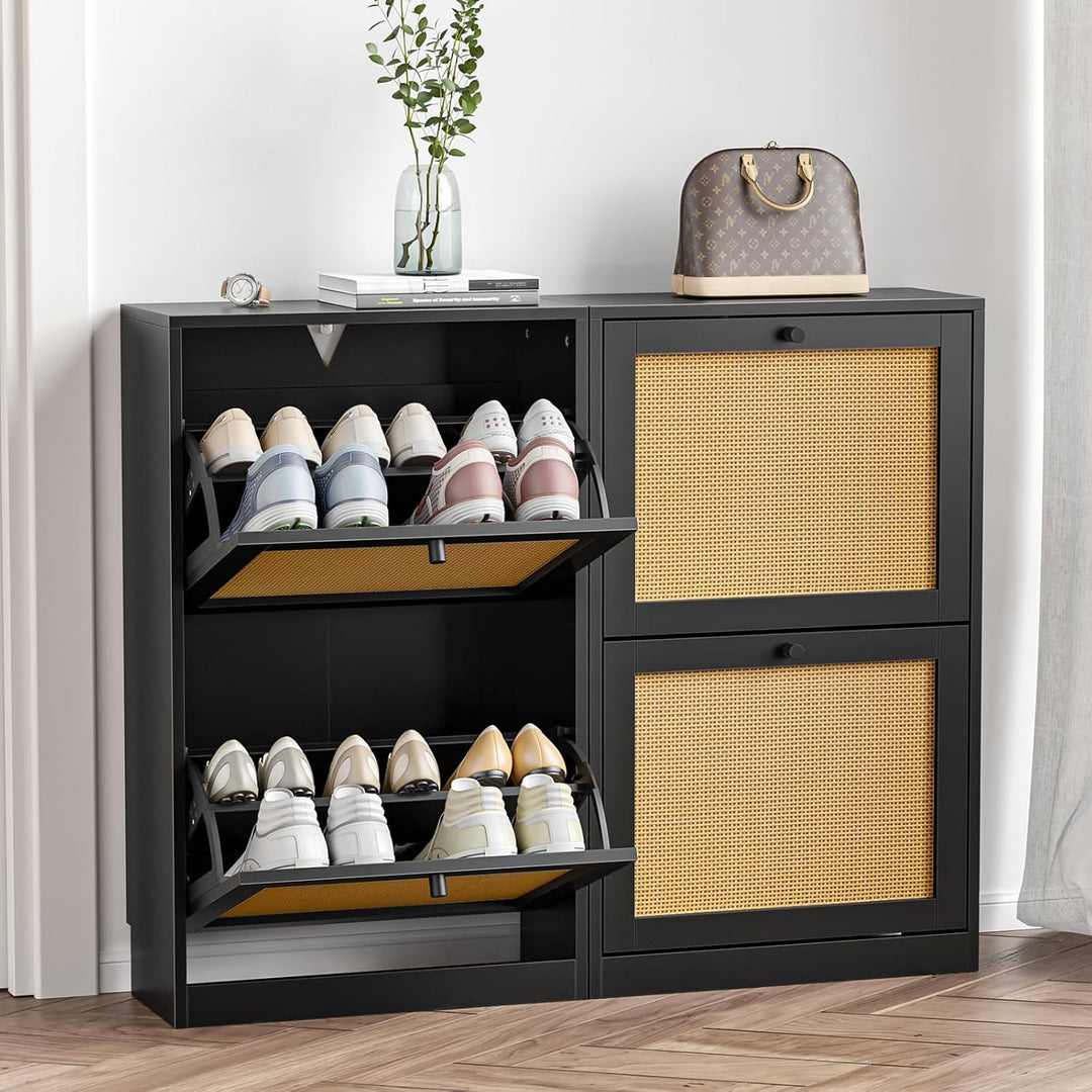 Schuhschrank mit 2 Flip-Schubladen, platzsparender Schuhkipper, Schuhregal, Schuhaufbewahrung, für 8