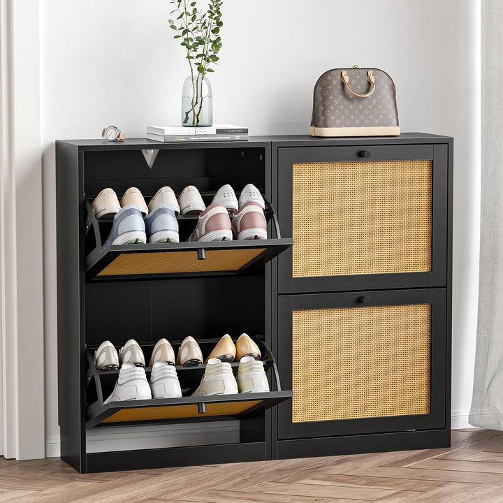 Schuhschrank mit 2 Flip-Schubladen, platzsparender Schuhkipper, Schuhregal, Schuhaufbewahrung, für 8