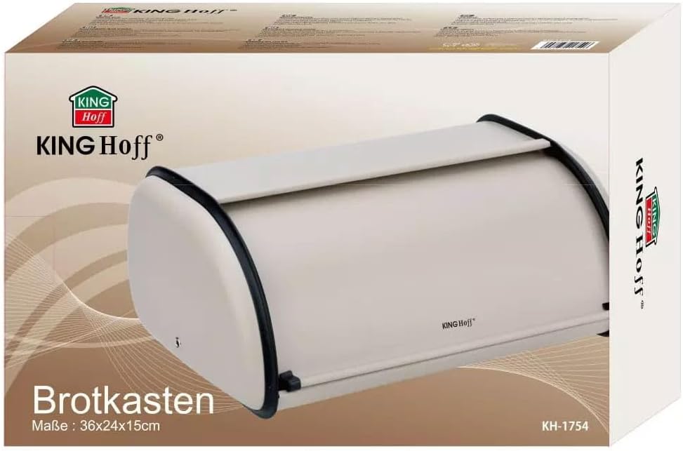 KING HOFF Brotkasten Brotbox Brotbehälter Brotdose (Beige, Kleine 36cm x 24cm x 15cm.) Beige 36cm x