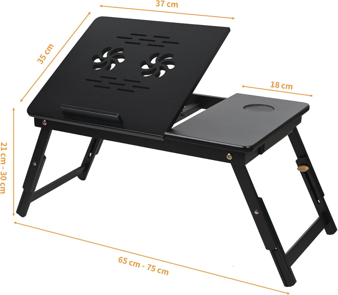 VASMIA Bambus Laptoptisch für Bett und Couch, Klapptisch, Frühstück Servierbach mit Klappbeinen, Höh