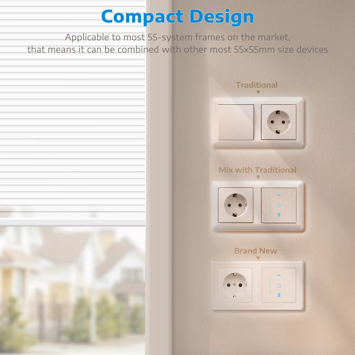 CURRYSMARTER WLAN Rollladenschalter, [6 Gen] Jalousien Schalter mit steuerbarer LED, Smart Rolladen