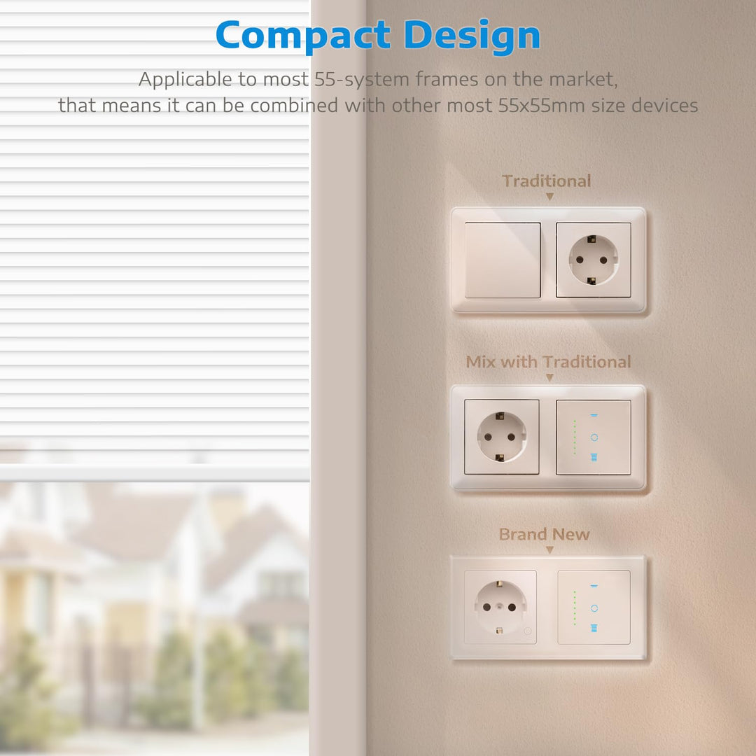 CURRYSMARTER WLAN Rollladenschalter, [6 Gen] Jalousien Schalter mit steuerbarer LED, Smart Rolladen