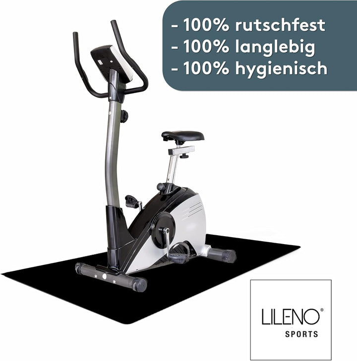 LILENO SPORTS Bodenschutzmatte [90x200 cm] Schwarz - Laufband Matte 1 mm Dicke - Fitness Unterlegmat