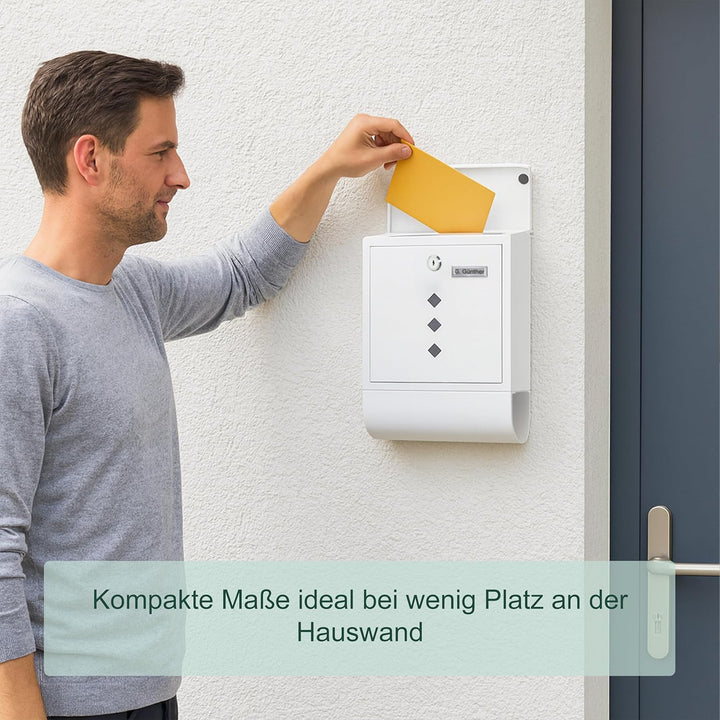 Relaxdays Briefkasten mit Sichtfenster, Metall, 4 Schlüssel, Zeitungsfach, Postkasten, HBT ca. 38 x