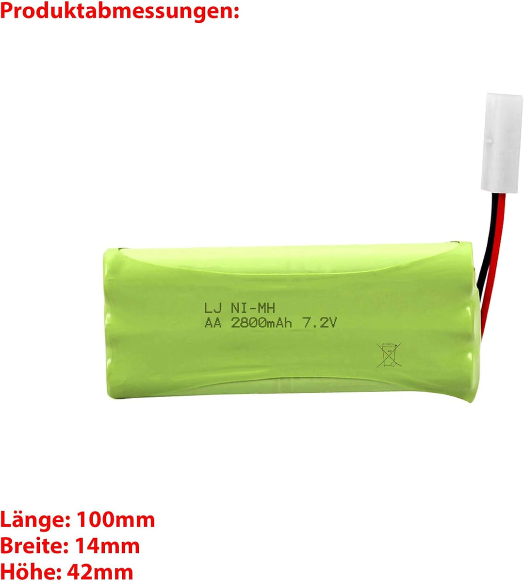 2800mAh 7.2V NI-MH Universal Akku kompatibel mit RC Boote, Panzer, Schiffe, Bagger, Fahrzeuge, LKW,