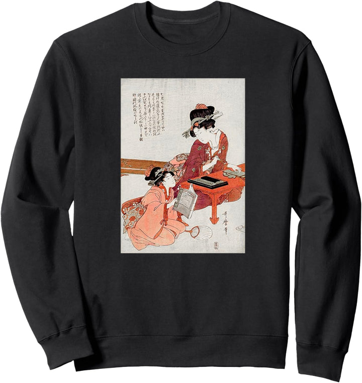 Japanische Kunst Frau sitzend, Tokio Japan, Japanischer Sweatshirt